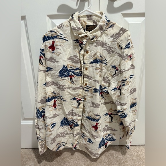 Vintage Ski Print Button-Down Shirt - Picture 1 of 4